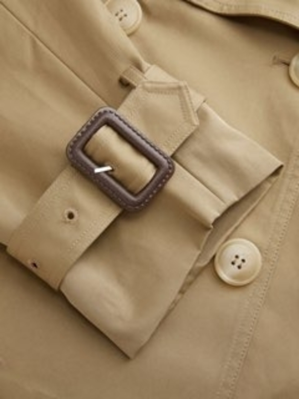 Cider Cropped Khaki Trench Coat with Belt XS - Picture 5 of 11